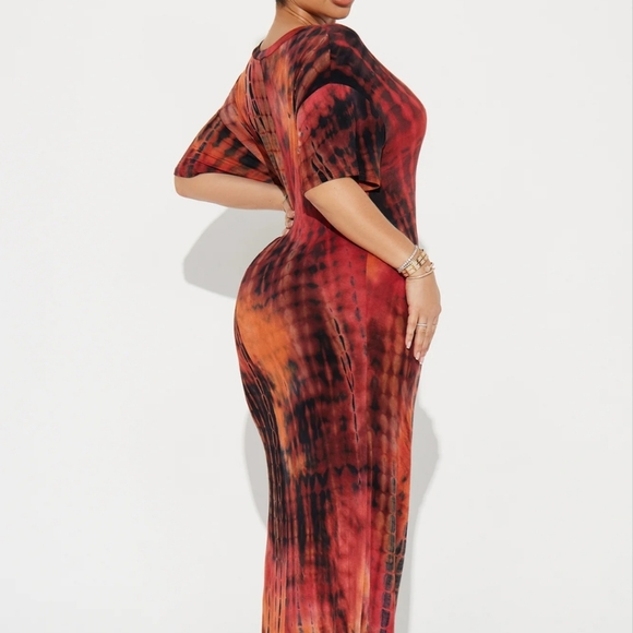 FASHION NOVA MALIKAI TIE DYE DRESS IN RUST -SIZE 2X NWT - Picture 2 of 8